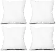 EDOW Throw Pillow Inserts, Set of 4 Lightweight Down Alternative Polyester Pillow, Couch Cushion, Sham Stuffer, Machine Washable. (White, 18x18)
