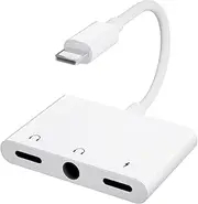 iPhone Headphone Adapter, Lightning to 3.5mm Adapter,Support Call+Music,Lightning Headphone Adapter for iPhone/iPad,with Charging Port,Compatible with iPhone 12/11/13/13 Pro/13 Pro Max...Aux iPhone