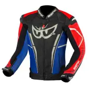 Street Pro Evo Black Red Blue Leather Motorcycle Jacket