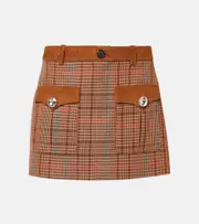 [Area] Area Checked wool-blend miniskirt AU 4 brown