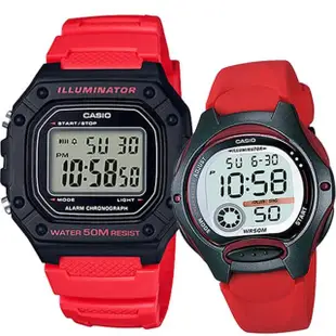 【CASIO 卡西歐】新潮流運動情侶對錶(W-218H-4B+LW-200-4A)