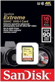 SanDisk SD Card 4GB 8GB 16GB 32GB 64GB 128GB 256GB Memory Cards for Camera Photo High Resolution Video Recording DSLR 4K Professional Storage (16GB SD Card Extreme)