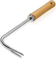 ROMISBABA Hand Weeding Tool Durable Puller Tool with Wooden Handle for Grass Removal and Garden Maintenance for Digging Loosening Soil and Uprooting Weeds