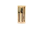3pc Laguiole Silhouette Knife Cleaver Pate Mini Cheese Set Stainless Steel SLV