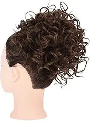 Women's Curly Hair Bun Wigs Messy Ponytail Hair Wrap Synthetic Hair Extension Drawstring Hair Bands Mixed Brown M30A#