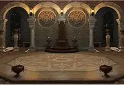 Aoihrraan 2.7 x 1.8 m Medieval Castle Interior Background Retro Archway Vintage Pillars Old Carpet Low Light Architectural Columns Photography Witch Magic Party Kids Portrait Photos Vinyl