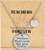 [Yixinjew] Teacher Appreciation Gifts Teacher Necklace, Personalized Initial A-Z Stainless Steel Teachers Pendant Necklaces