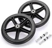 OwnMy 2PCS of 8 Inch Black Rubber Wheelchair Replacement Wheels Wheelchair Front Wheels Anti-Slip Rollator Walker Replacement Casters Rollers Wheels Universal Wheelchair Replacement Wheel Accessories