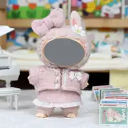 Labubu Baby Clothes 17cm Labubu Cloth Clothes Heartbeat Macaron Vinyl Face Doll Baby Clothes Replacement——style:Fashion Fragrance (Pink) Three piece Set