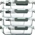[8-Pack,29 Oz] Glass Meal Prep Containers,Glass Food Storage Containers,Airtight