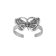 Sterling Silver .925 Butterfly Toe Ring adjustable size Oxidized | Made In USA