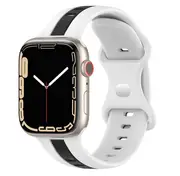 For Apple Watch Series 8 /7 /SE /6 /5 /4 /3 /2 /1 Ultra Duel Colour Silicon Wrist Band Wristband Loop Strap 38mm 40mm 41mm - White+Black