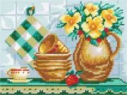 DIY Printed Tapestry Kit "Still life "Jar and tacks"", size 10.6x14.2 in / 27x36