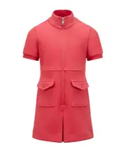 Cotton Piquet Zip-Up Dress 8Y,14Y,12Y,10Y coral red
