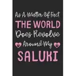 AS A MATTER OF FACT THE WORLD DOES REVOLVE AROUND MY SALUKI: LINED JOURNAL, 120 PAGES, 6 X 9, SALUKI DOG GIFT IDEA, BLACK MATTE FINISH (AS A MATTER OF