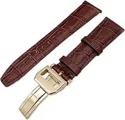 [GGZONE] RHAIYAN Compatible with IWC Strap Watch Accessories Watch Bracelet Genuine Leather Watch Belt Compatible with IWC Watch Strap Watch Band Specific (Color : Brown-Gold Clasp2, Size : 22mmWithMark)