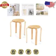 Lightweight Round Wooden Stools - Compact Stackable Seating for Home & Classroom