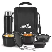 Milton Pro Lunch Tiffin(3Microwave inner Safe Steel Container)With Jacket, Black