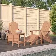 Garden Chairs, Garden Adirondack Chairs with Footstool & Table HDPE Brown