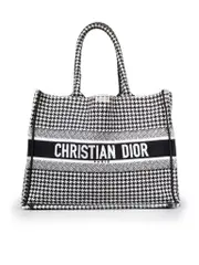 Black & White Houndstooth Book Tote Bag
