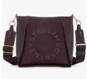 Auth NWT Stella McCartney Logo Alter Napa Leather CrossBody Bag In Brown