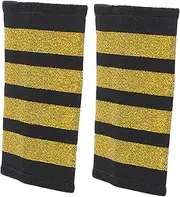 Healvian Realistic Flight Attendant Epaulets Gold Shoulder Boards for Uniform Pilot Badge Accessory Set
