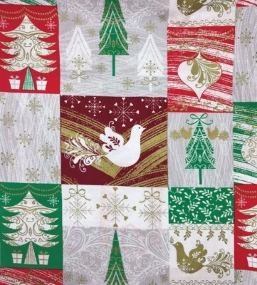 Cotton Quilt Fabric Christmas Keepsake CALICO Gold Metallic by 1/2 Yard