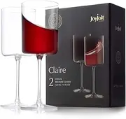 [JoyJolt] Claire 14oz Red Wine Glass Set. Large Wine Glasses Set of 2 Crystal Wine Glasses. Elegant Wide Rim Stemware - Modern Wine Glasses with Stem. Stemmed Wine Glasses for Unique Wine Glasses Gifts