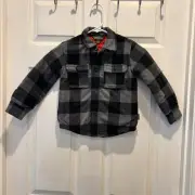 Eddie Bauer NWT Boys Size XXS 4 Black and Gray Plaid Fleece Button Down Shacket