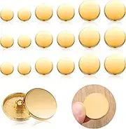 Dimeho Metal Flat Button 18pcs Gold Alloy Shank Button Round Shaped Sewing Button Metal Button for Women Suit Woolen Coat Shirt Trousers Sewing Crafts (15mm 20mm 25mm)