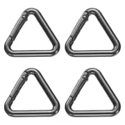 4 Pcs Triangle Spring Key Ring 1.3 Inch Metal Buckle, Black