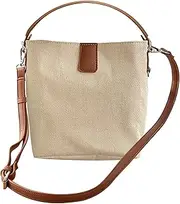 [Lizbin] Tote Bag Women Small Satchel Bag, Mini Crossbody Shoulder bag, Stylish Tote Handbag Purse, Canvas Hobo Satchel Shoulder Handbags Bag, Bucket bag for Office, Travel, Beach (White)