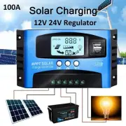 100A MPPT Solar Panel Regulator Charge Controller 12V/24V Auto LCD USB LCD AU