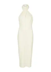 Alice + Olivia Suellen Halterneck Wool Midi Dress - Ecru - 4 (UK8 / S) 4 (UK8 / S)