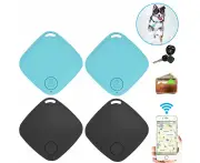 Mini GPS Tracker Anti Lost Smart Alarm Bluetooth Locator for Pet Kids Key Finder - 2pcs Black and 2pcs Blue