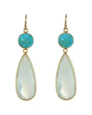 Liv Oliver 18K 38.00 ct. tw. Turquoise & Chalcedony Earrings
