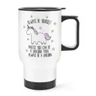 Lila Unicorn Always Be Yourself Handled Travel Mug Cup - Tumbler Funny