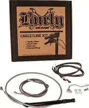 Extended Braided S.S. Control Cable Kit for 13" Bagger Bars Burly Brand B30-1317