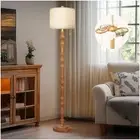 65.5" Natural Real Wood Floor Lamp with S Cluster Pull Chains Dual Switch,Woo...