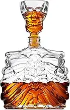 Godinger Whiskey Decanter and Shot Glass, Skull Decanter, Skeleton Decanter, Halloween Decor, Liquor Decanter Bottle and Whiskey Glass Shot Glass Set - 32oz