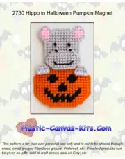 Hippo in Halloween Pumpkin Magnet-Plastic Canvas Pattern or Kit