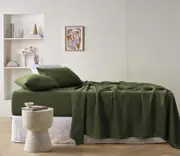 Olive French Linen Sheet Set
