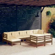 10 Piece Garden Lounge Set with Cushions Honey Brown Pinewood vidaXL
