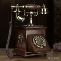 在飛比找蝦皮商城精選優惠-💖滿額免運🔥老式複古實木旋轉電話機歐式仿古美式傢用電話新中式