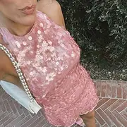 Women's Mini Dress Party Dress Cocktail Dress Halter Neck Dress Fashion Party Cocktail Party Going out Regular Fit Plain Sleeveless Halter Neck Pink Summer