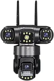 15MP PTZ WiFi Camera with Three Lens Three Screen Color Night Vision Outdoor Security IP Camera CCTV Surveillance Cam(U/S,15MP Camera)