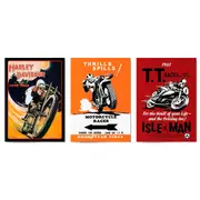 Set of Vintage Motorcycle Advert Man Cave Wall Art #1