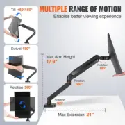 Adjustable Gas Spring Monitor Mount 13 to 32 Inch VESA Compatible C-Clamp