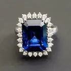 4.50CT Emerald Cut Lab Created Sapphire Cocktail 14K White Gold Plated