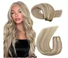 Moresoo Sew in Weft Human Hair Extensions Blonde Highlight Remy 14inch 100g